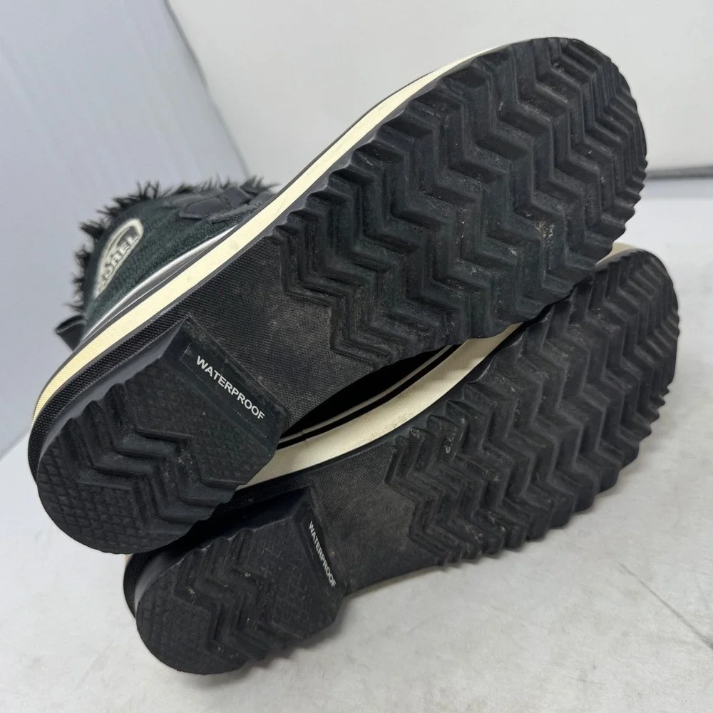 🔥Sorel Tivoli‎ 🖤🩷🖤Waterproof 200g Insulated Winter Boots Black Suede& Fur 7